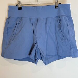 Athleta Trekkie North Short Shorts Blue Size 12 Nylon Spandex Pockets Athletic